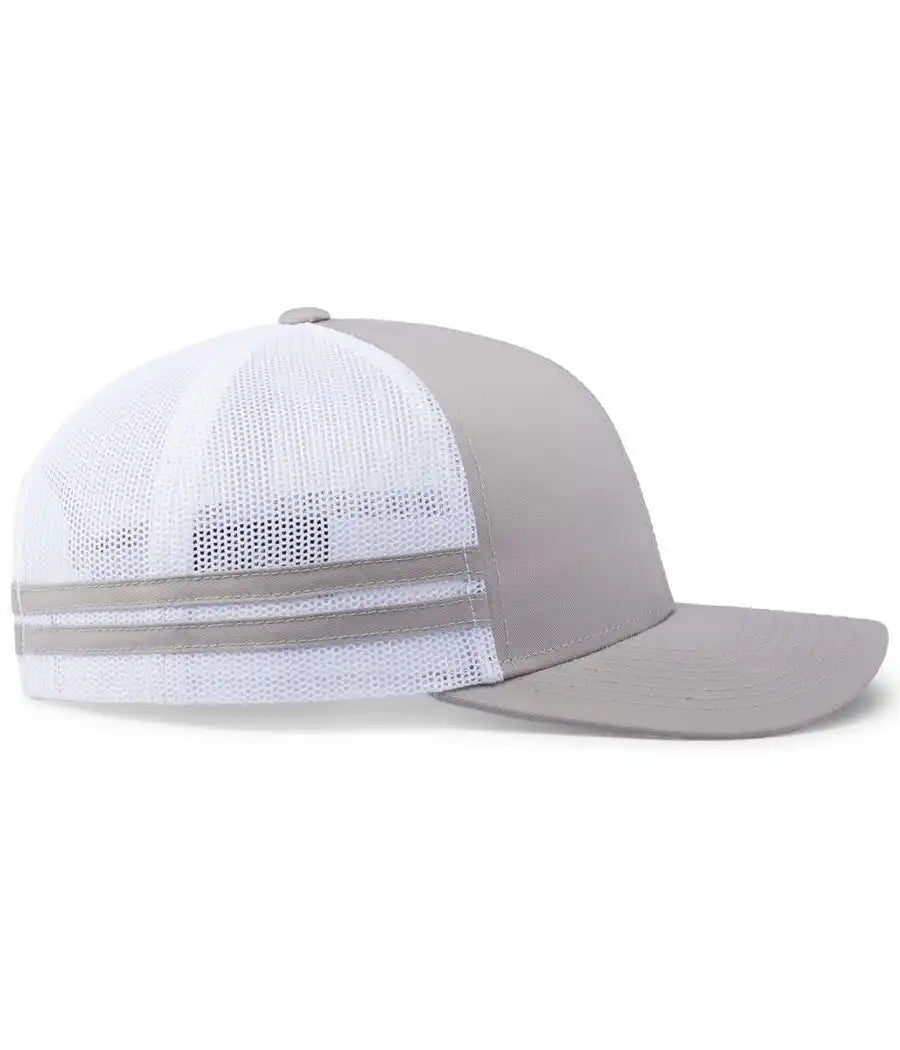 Pacific Headwear P115 Low-profile Stripe Trucker Cap - Silver White - 7’’ - 7 7/8’’