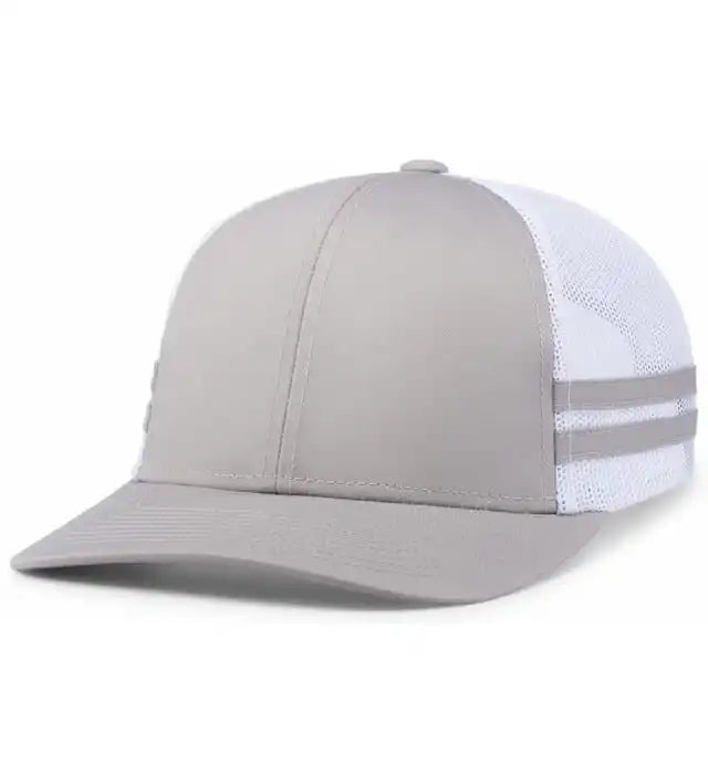 Pacific Headwear P115 Low-profile Stripe Trucker Cap - Silver White - 7’’ - 7 7/8’’