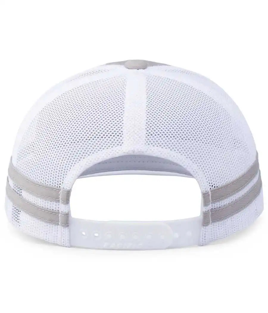 Pacific Headwear P115 Low-profile Stripe Trucker Cap - Silver White - 7’’ - 7 7/8’’