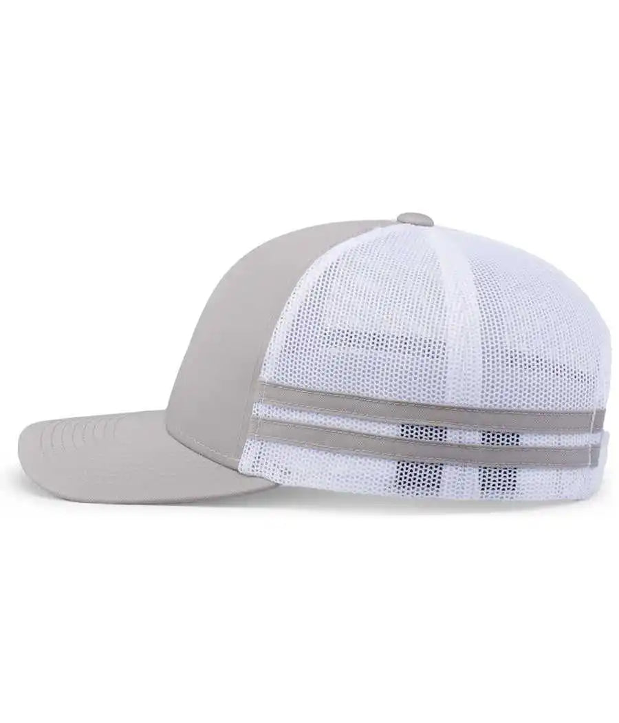 Pacific Headwear P115 Low-profile Stripe Trucker Cap - Silver White - 7’’ - 7 7/8’’