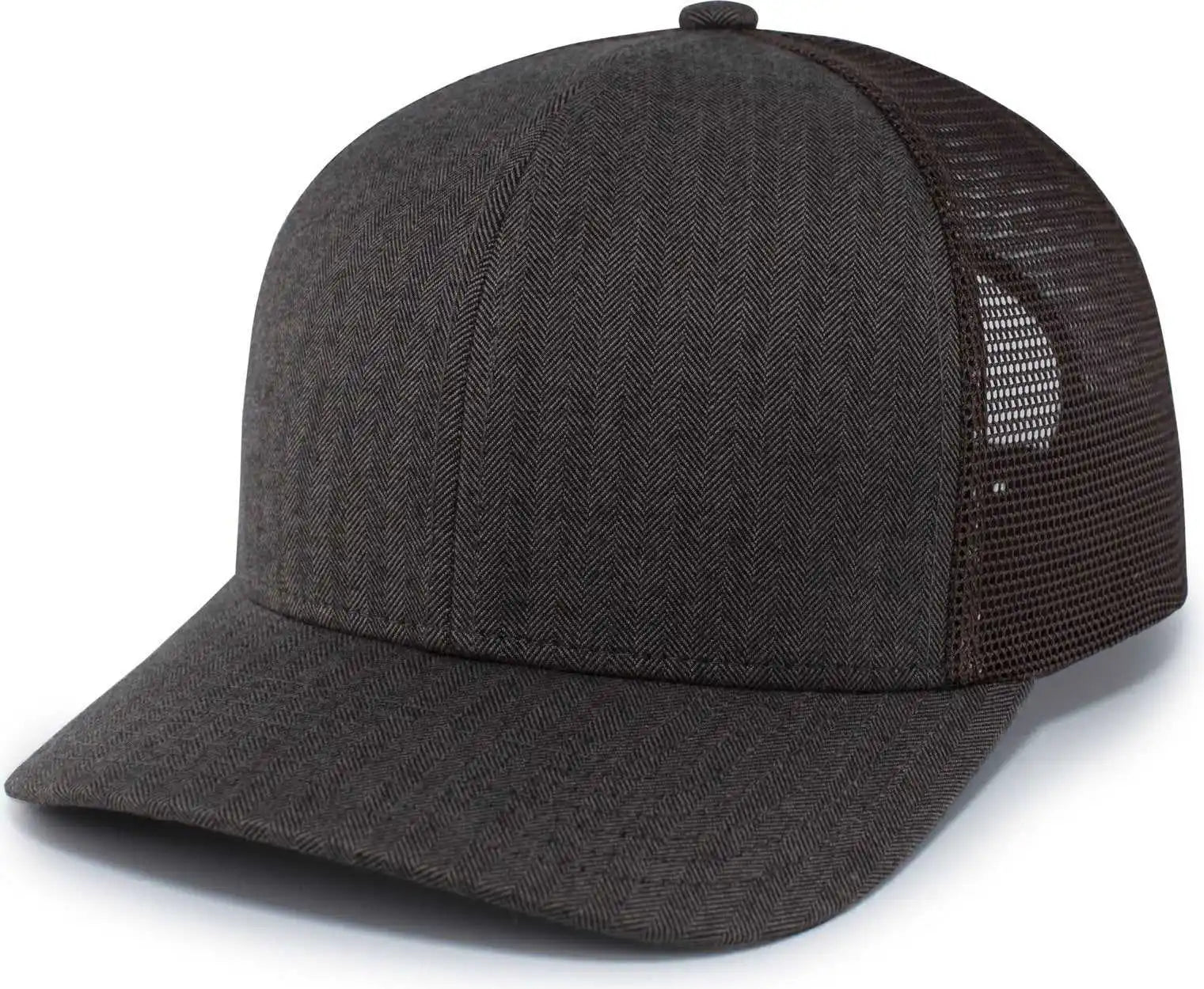 Pacific Headwear P124 Herringbone Trucker Cap - Espresso - Coffee / 7’’ - 7 7/8’’