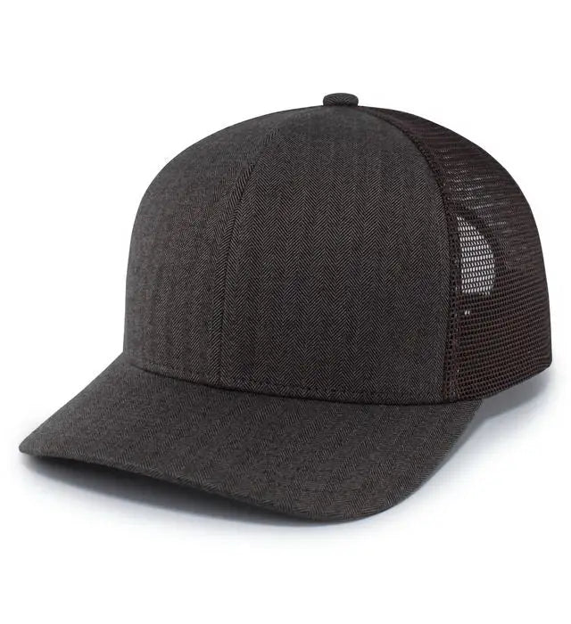 Pacific Headwear P124 Herringbone Trucker Cap - Espresso - Coffee / 7’’ - 7 7/8’’