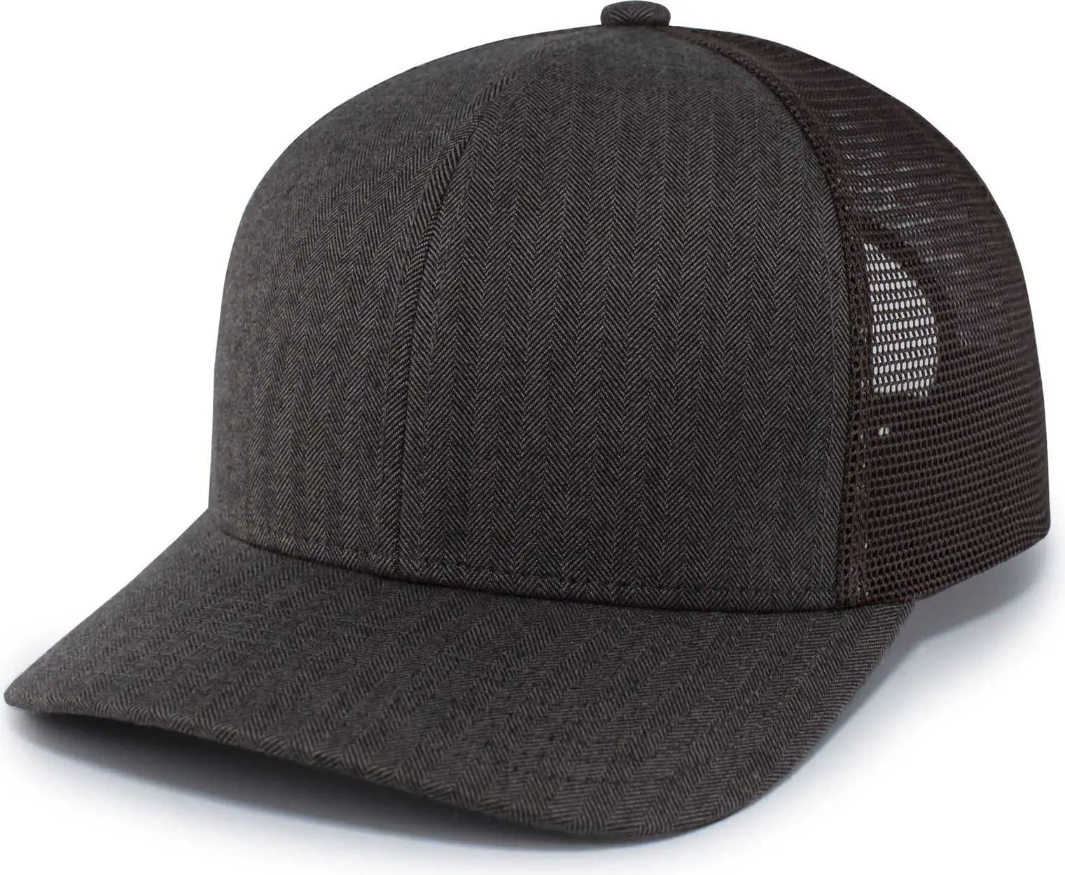 Pacific Headwear P124 Herringbone Trucker Cap - Espresso - Coffee / 7’’ - 7 7/8’’