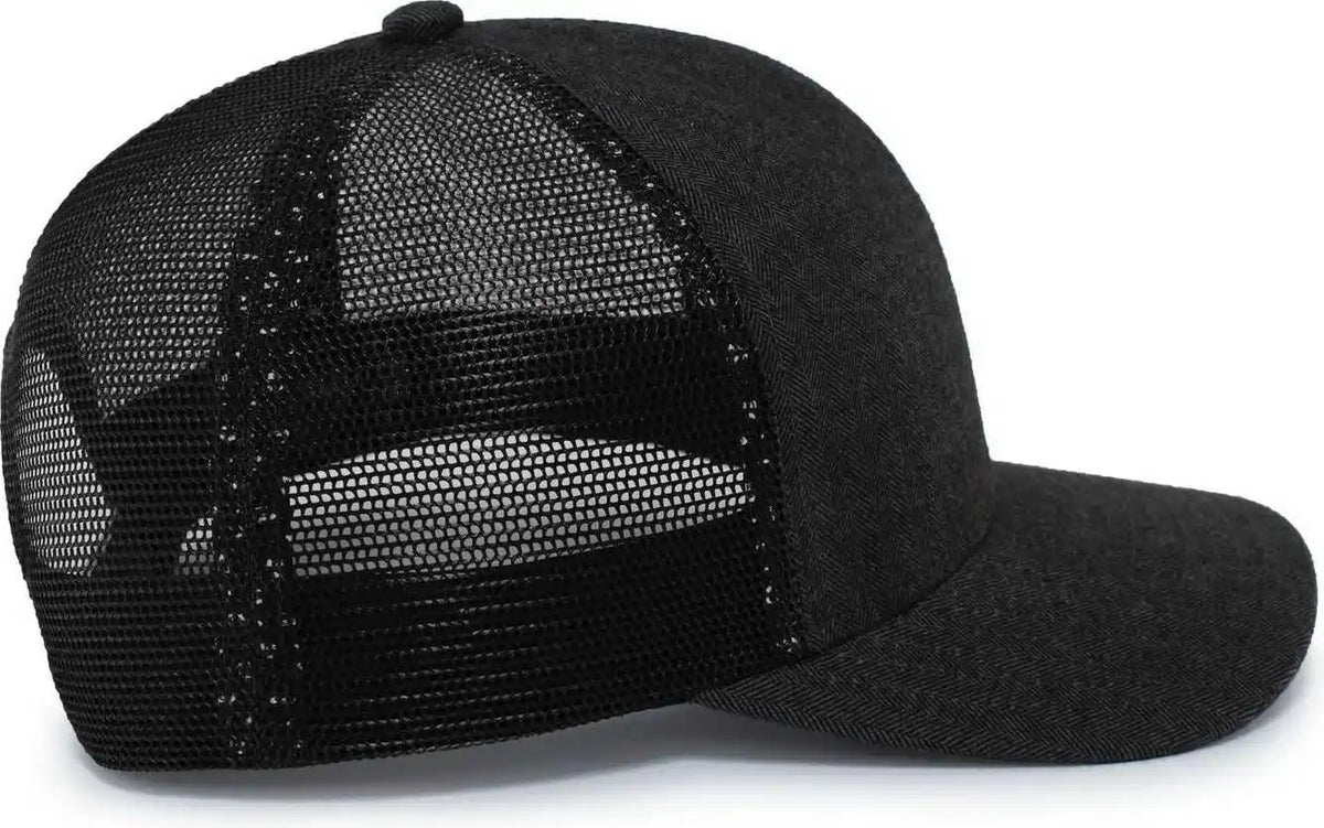Pacific Headwear P124 Herringbone Trucker Cap Light Charcoal Black / 7’’ 7 7/8’’