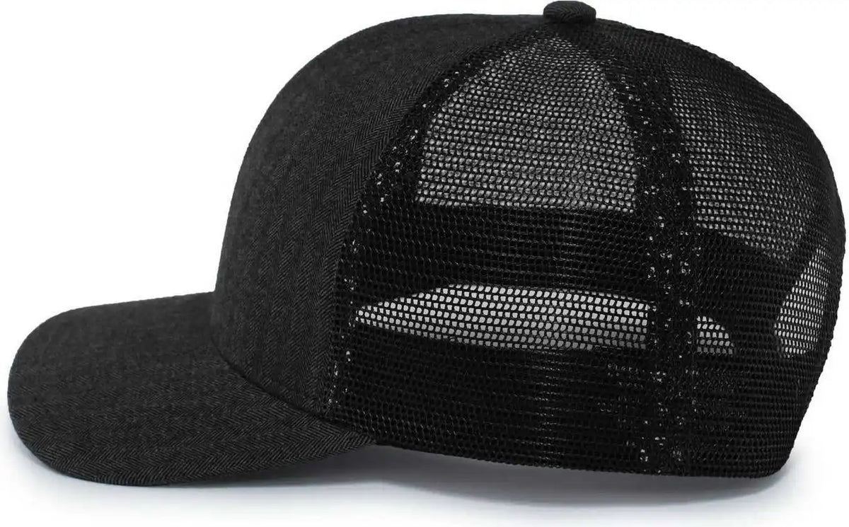 Pacific Headwear P124 Herringbone Trucker Cap Light Charcoal Black / 7’’ 7 7/8’’