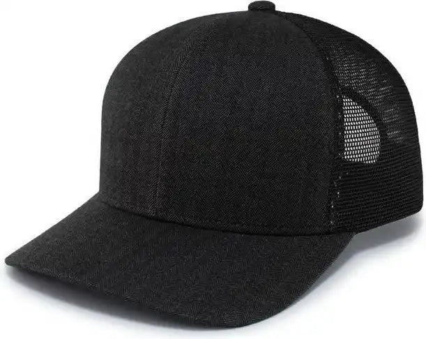 Pacific Headwear P124 Herringbone Trucker Cap - Light Charcoal Black - 7’’ - 7 7/8’’