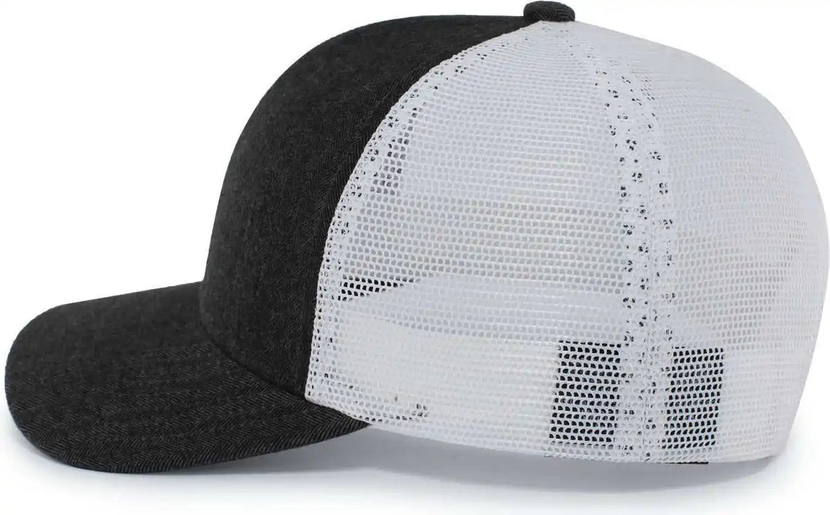 Pacific Headwear P124 Herringbone Trucker Cap Light Charcoal White / 7’’ 7 7/8’’