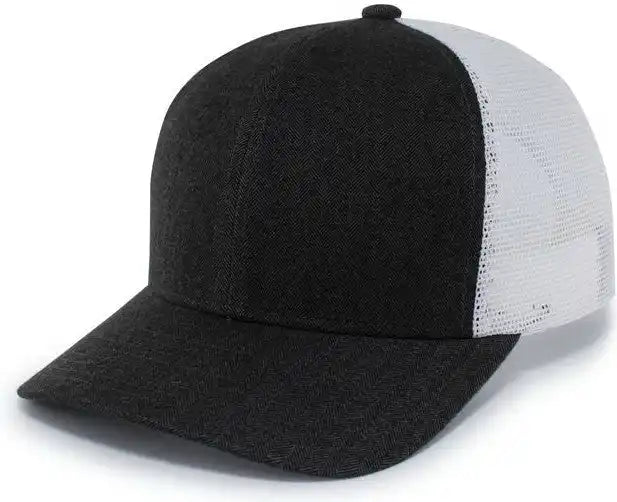 Pacific Headwear P124 Herringbone Trucker Cap - Light Charcoal White - 7’’ - 7 7/8’’