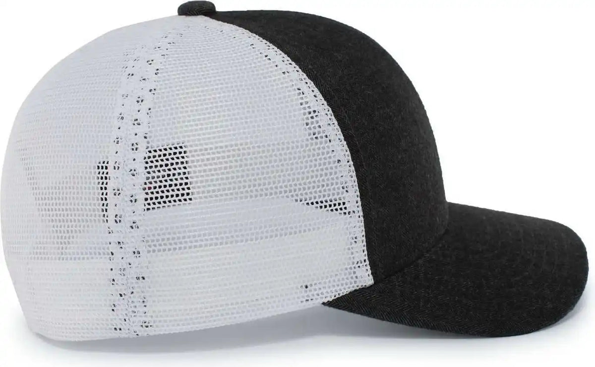 Pacific Headwear P124 Herringbone Trucker Cap Light Charcoal White / 7’’ 7 7/8’’