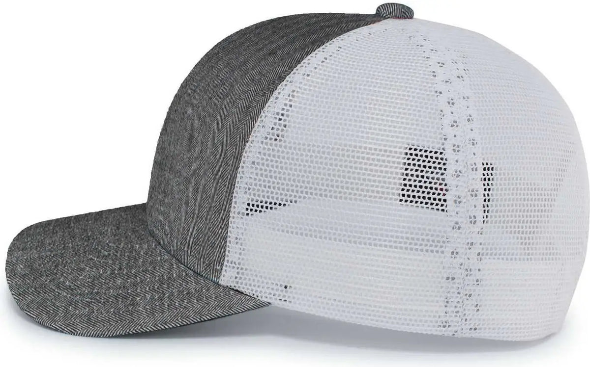 Pacific Headwear P124 Herringbone Trucker Cap - Light Grey White - 7’’ - 7 7/8’’