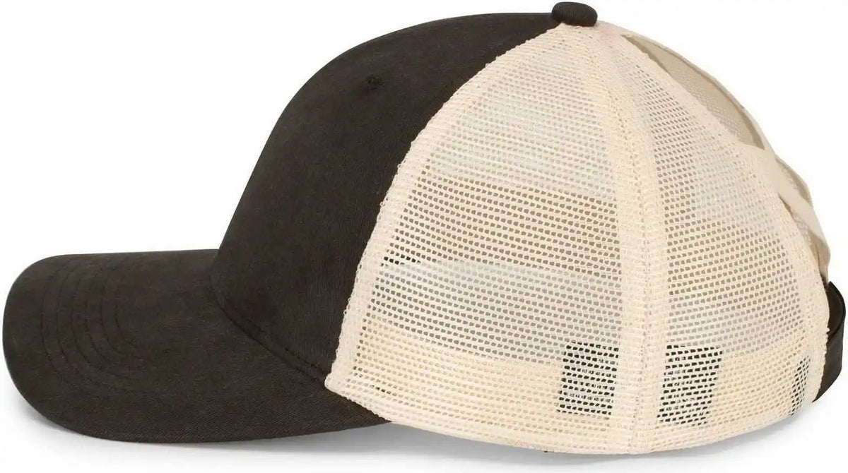 Pacific Headwear P130 Ladies Ponytail Cap - Black Beige - 7’’ - 7 7/8’’