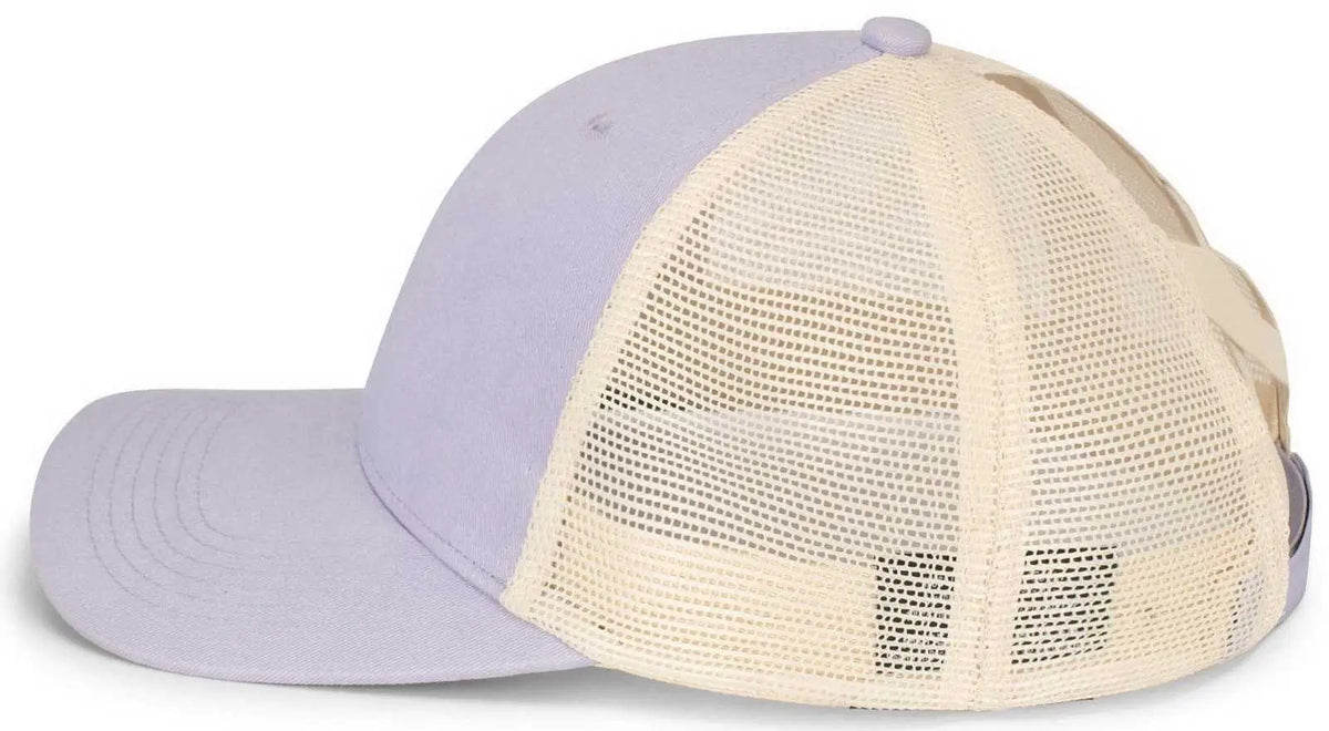 Pacific Headwear P130 Ladies Ponytail Cap - Lavender Beige - Purple Khaki / 7’’ 7 7/8’’