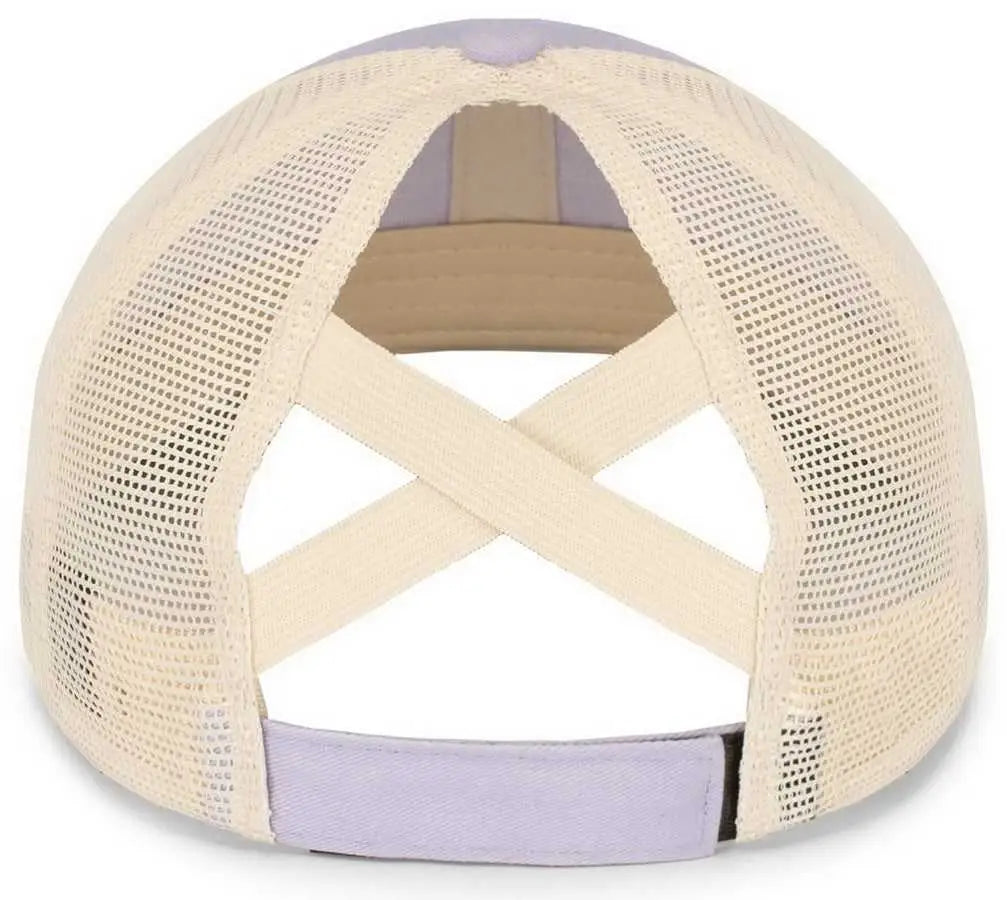 Pacific Headwear P130 Ladies Ponytail Cap - Lavender Beige - Purple Khaki / 7’’ 7 7/8’’