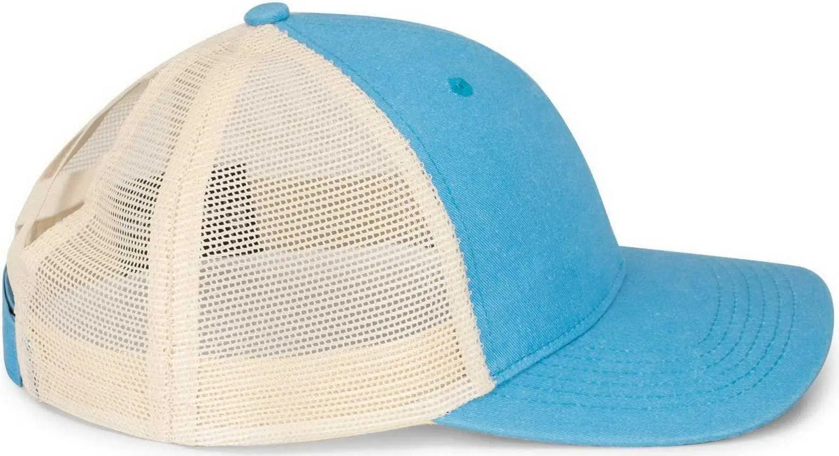 Pacific Headwear P130 Ladies Ponytail Cap - Light Blue Beige