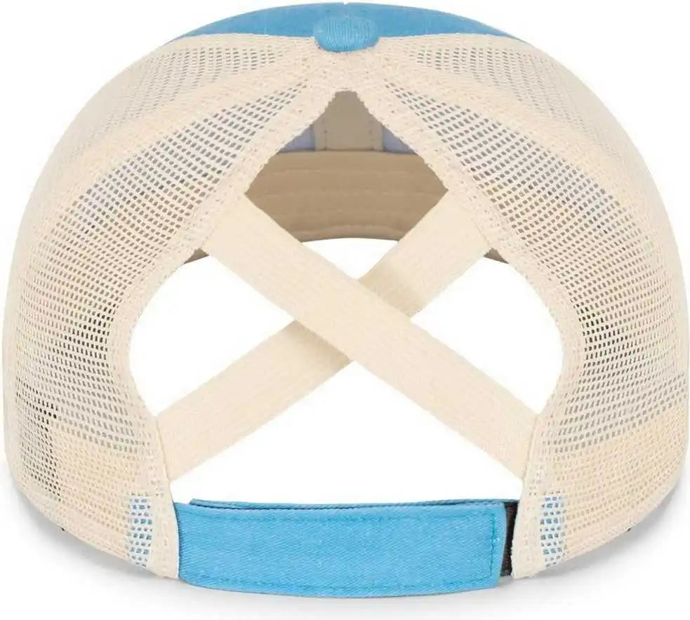 Pacific Headwear P130 Ladies Ponytail Cap - Light Blue Beige - Khaki / 7’’ 7 7/8’’