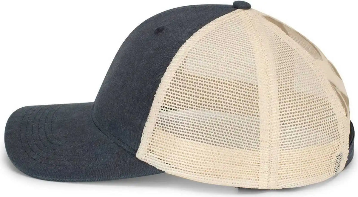 Pacific Headwear P130 Ladies Ponytail Cap - Navy Beige - Khaki / 7’’ 7 7/8’’