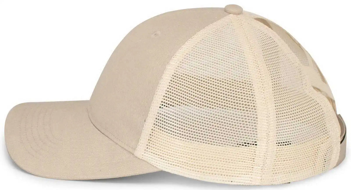 Pacific Headwear P130 Ladies Ponytail Cap - Stone Beige - 7’’ - 7 7/8’’