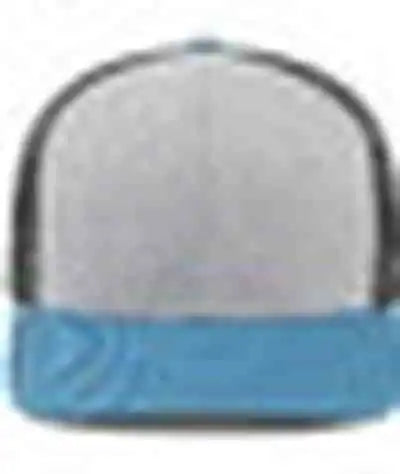 Pacific Headwear P151 Trucker Pacflex Snapback Cap - Heather Grey Lt Charcoal Ocean Blue - 7’’ - 7 7/8’’