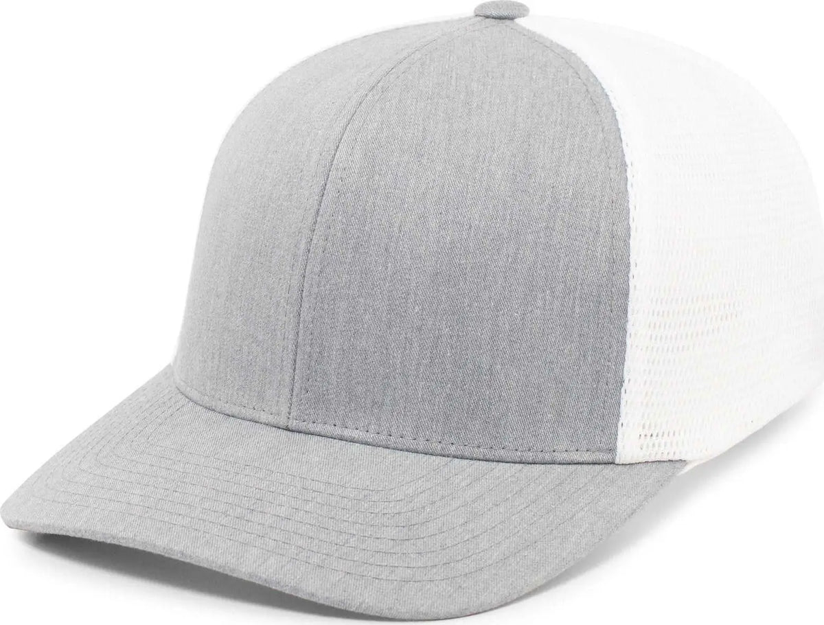 Pacific Headwear P151 Trucker Pacflex Snapback Cap - Heather Grey White - Gray White / 7’’ 7 7/8’’