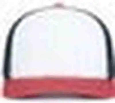 Pacific Headwear P151s Contrast Stitch Trucker Pacflex Snapback Cap - White Navy Red - 7’’ 7 7/8’’
