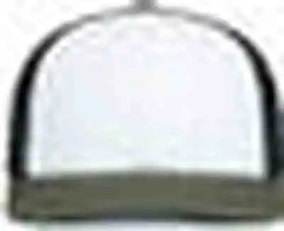 Pacific Headwear P151s Contrast Stitch Trucker Pacflex Snapback Cap - White Light Charcoal Moss - Olive / 7’’ 7 7/8’’