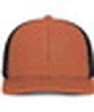 Pacific Headwear P151s Contrast Stitch Trucker Pacflex Snapback Cap - Rust Light Charcoal - Brown Gray / 7’’ 7 7/8’’