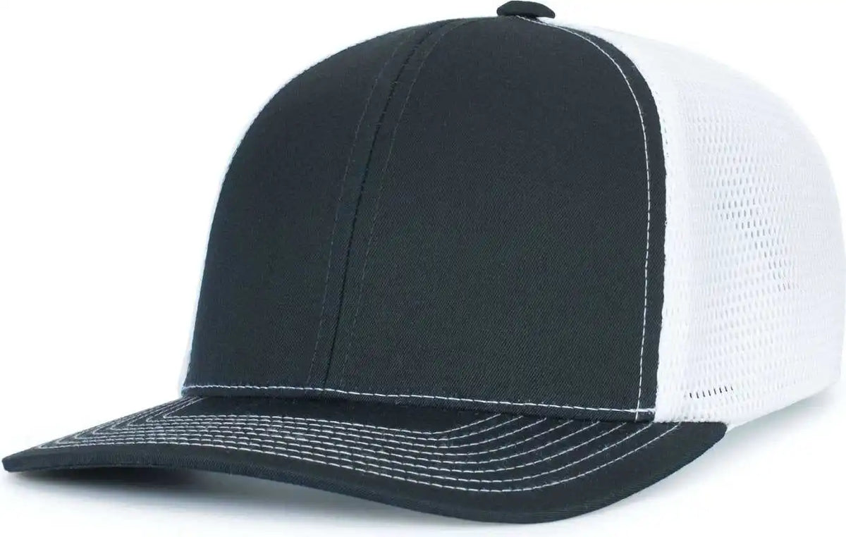 Pacific Headwear P151s Contrast Stitch Trucker Pacflex Snapback Cap - Navy White - 7’’ 7 7/8’’