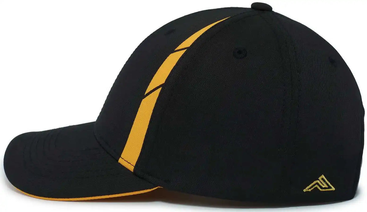 Pacific Headwear P303 Coolcore Sideline Snapback Cap - Black Gold - 7’’ - 7 7/8’’