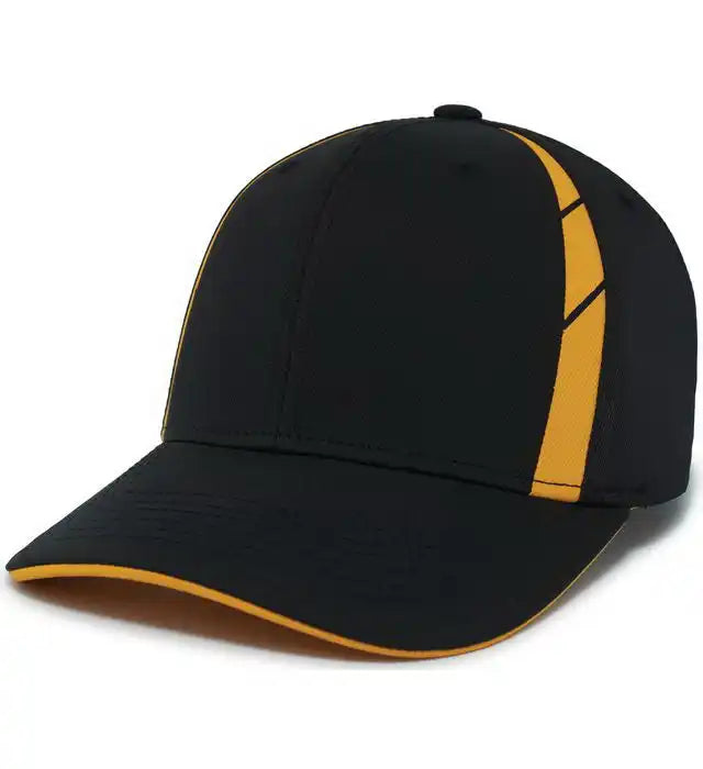 Pacific Headwear P303 Coolcore Sideline Snapback Cap - Black Gold - 7’’ - 7 7/8’’