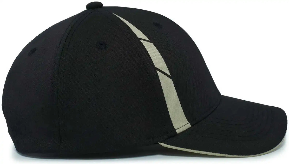 Pacific Headwear P303 Coolcore Sideline Snapback Cap - Black Vegas Gold - 7’’ - 7 7/8’’