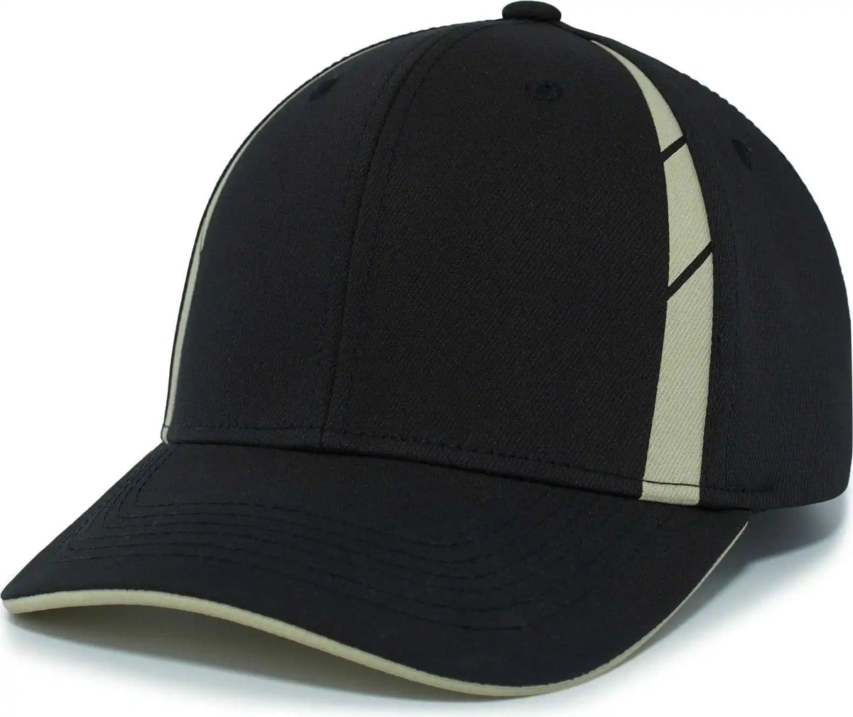 Pacific Headwear P303 Coolcore Sideline Snapback Cap - Black Vegas Gold - 7’’ - 7 7/8’’