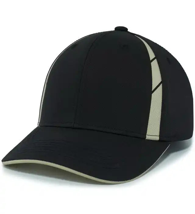 Pacific Headwear P303 Coolcore Sideline Snapback Cap - Black Vegas Gold - 7’’ - 7 7/8’’