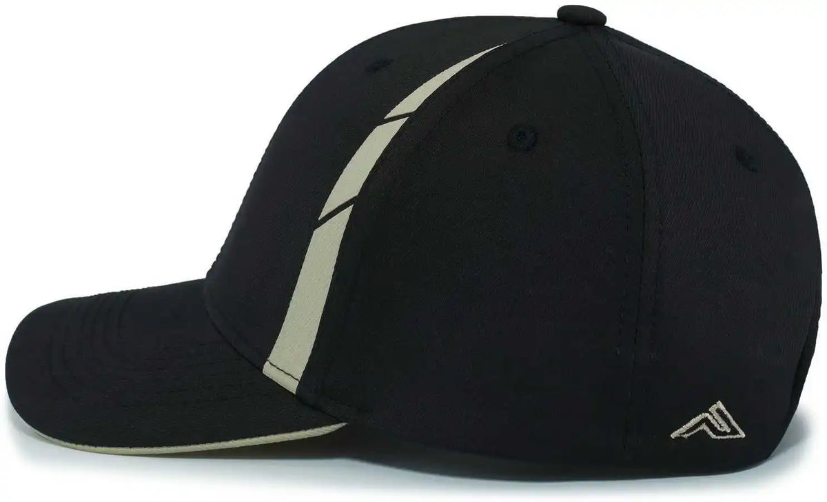 Pacific Headwear P303 Coolcore Sideline Snapback Cap - Black Vegas Gold - 7’’ - 7 7/8’’
