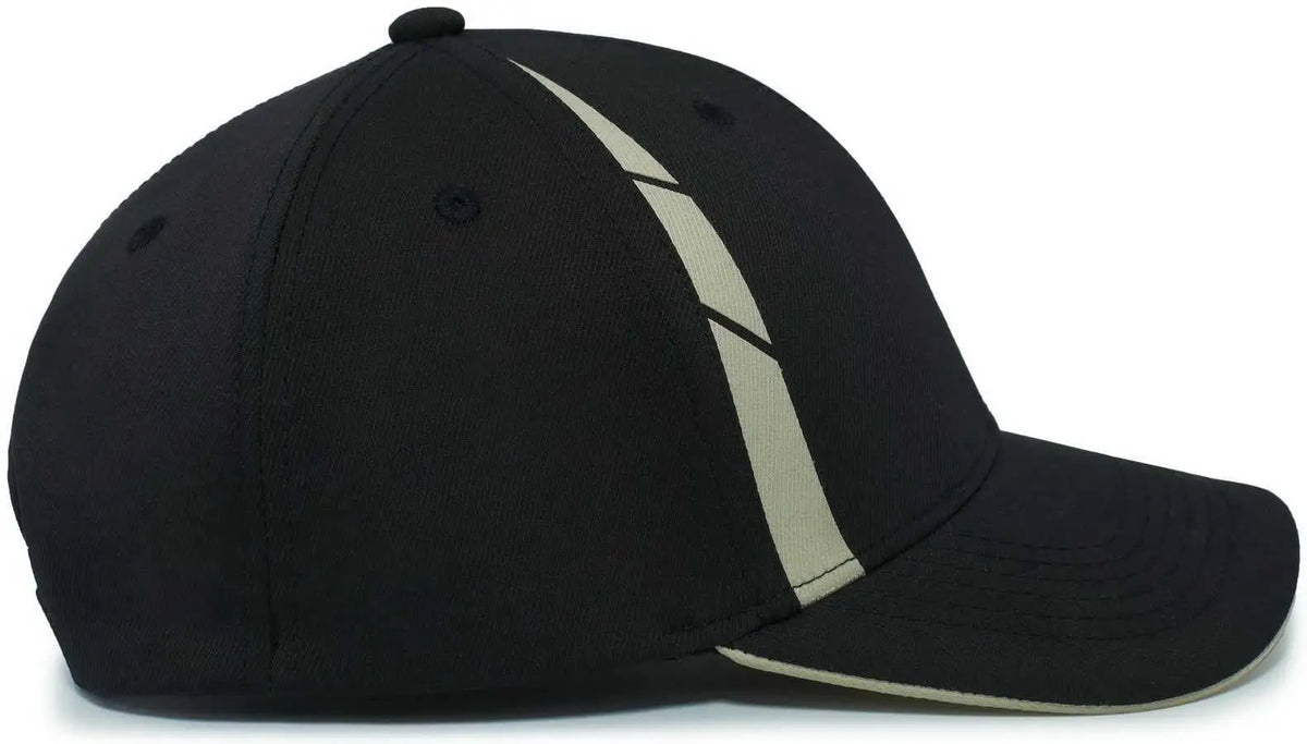 Pacific Headwear P303 Coolcore Sideline Snapback Cap - Black Vegas Gold - 7’’ - 7 7/8’’