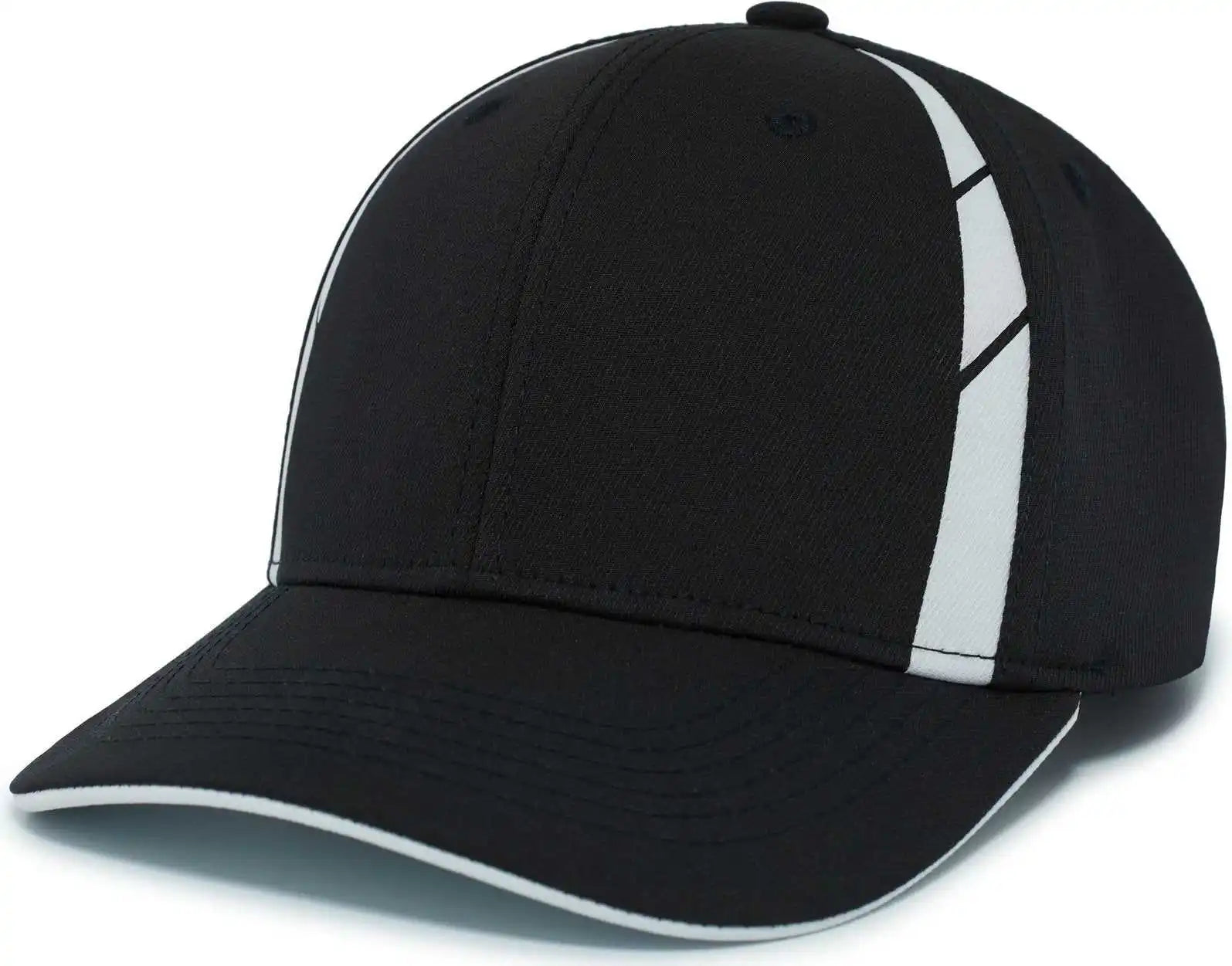 Pacific Headwear P303 Coolcore Sideline Snapback Cap - Black White - 7’’ - 7 7/8’’