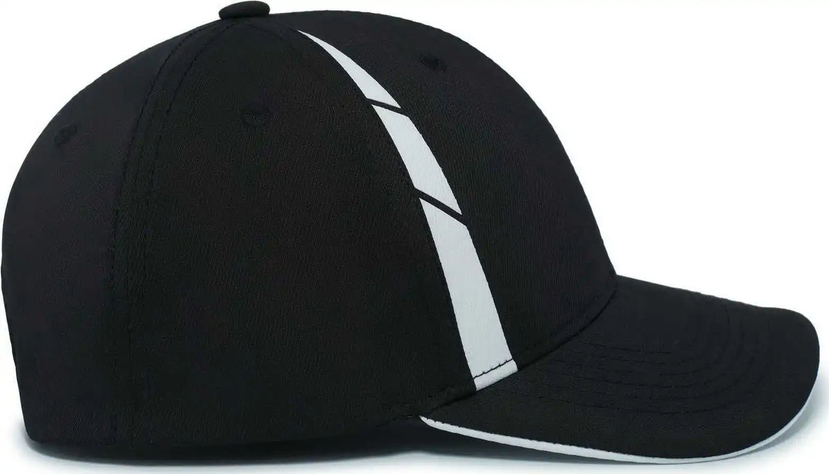 Pacific Headwear P303 Coolcore Sideline Snapback Cap - Black White - 7’’ - 7 7/8’’
