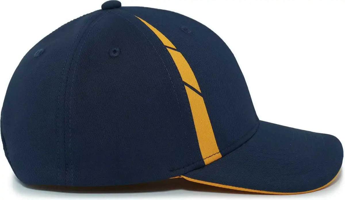 Pacific Headwear P303 Coolcore Sideline Snapback Cap - Navy Gold - 7’’ - 7 7/8’’