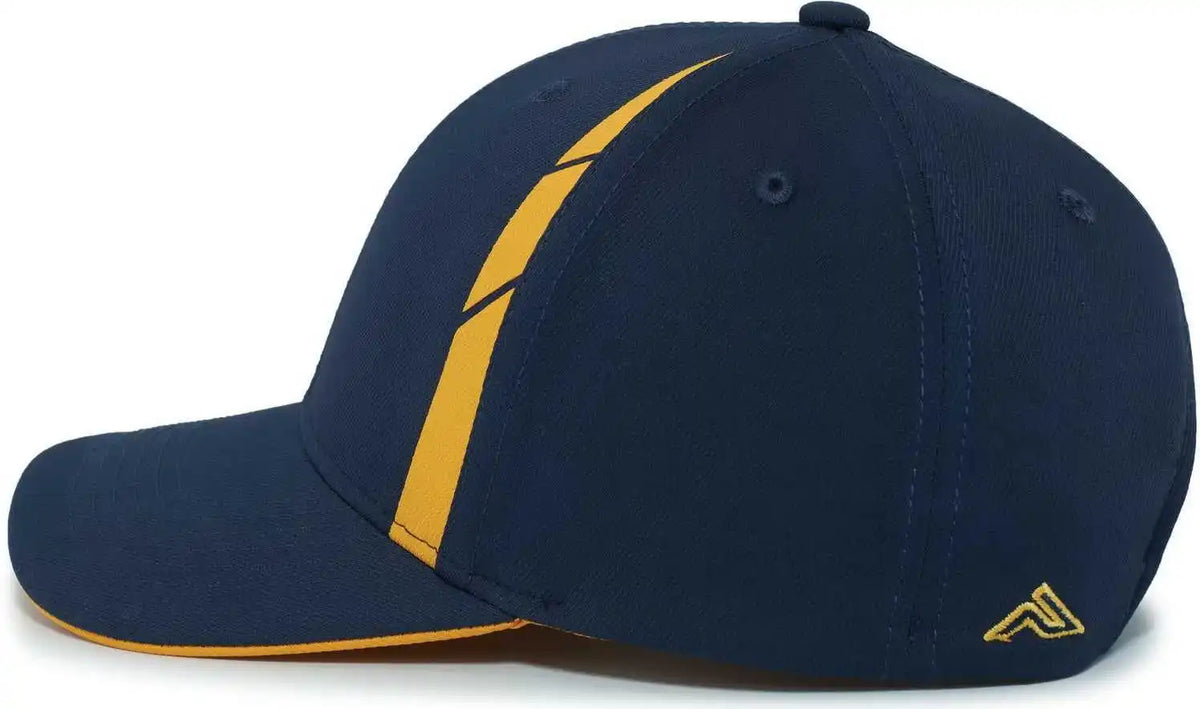 Pacific Headwear P303 Coolcore Sideline Snapback Cap - Navy Gold - 7’’ - 7 7/8’’