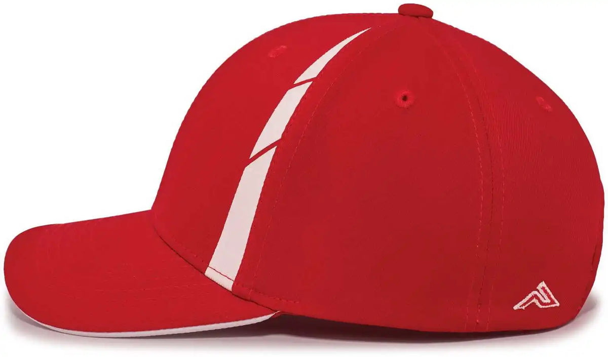 Pacific Headwear P303 Coolcore Sideline Snapback Cap - Red White - 7’’ - 7 7/8’’