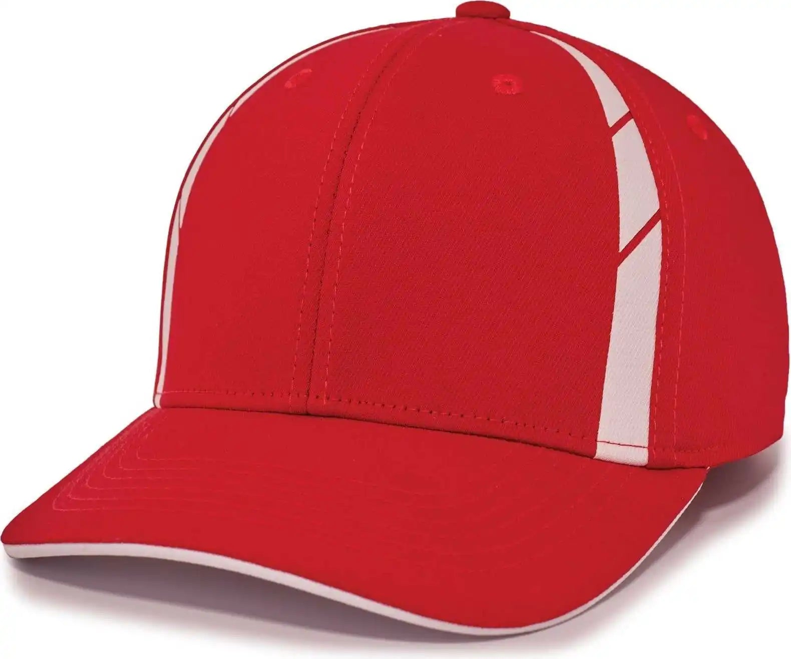 Pacific Headwear P303 Coolcore Sideline Snapback Cap - Red White - 7’’ - 7 7/8’’
