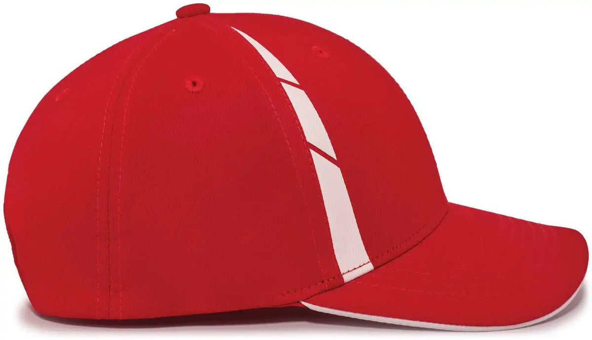 Pacific Headwear P303 Coolcore Sideline Snapback Cap - Red White - 7’’ - 7 7/8’’