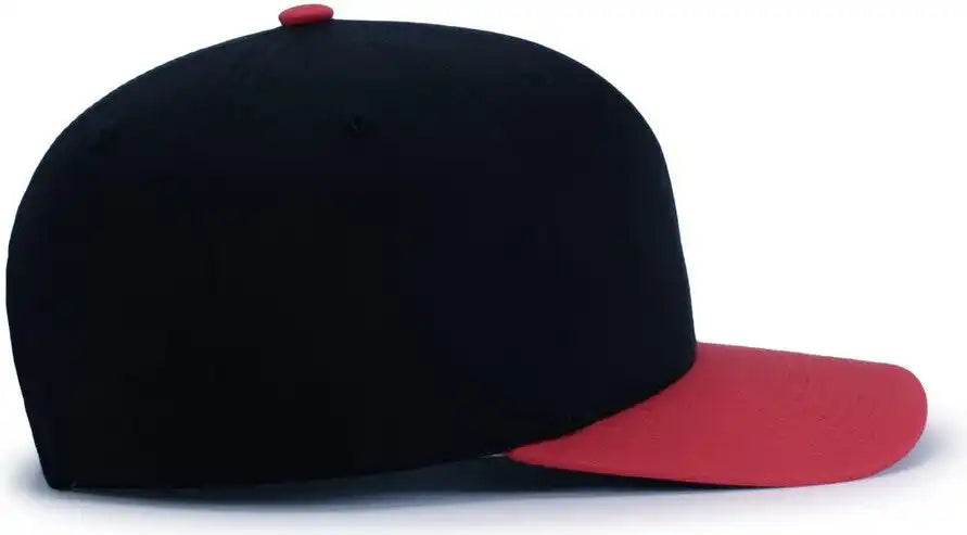Pacific Headwear P322 Poly/cotton Snapback Cap - Black Red