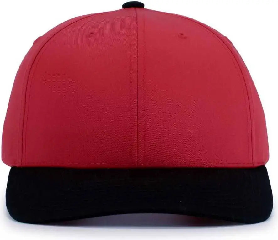 Pacific Headwear P322 Poly/cotton Snapback Cap - Red Black