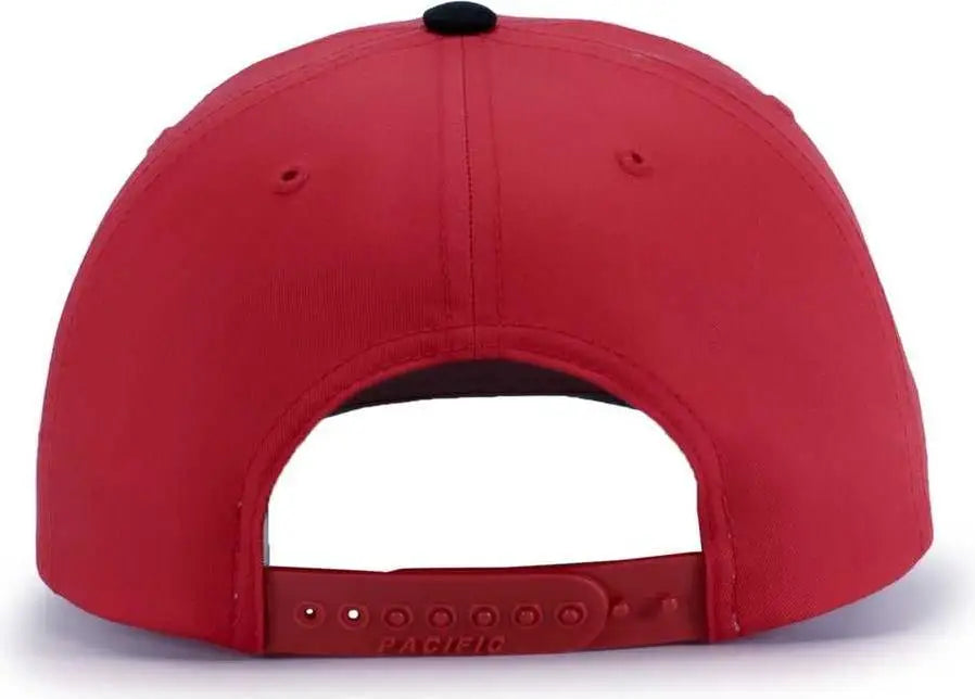 Pacific Headwear P322 Poly/cotton Snapback Cap - Red Black