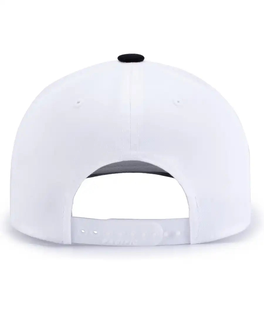 Pacific Headwear P322 Poly/cotton Snapback Cap - White Black
