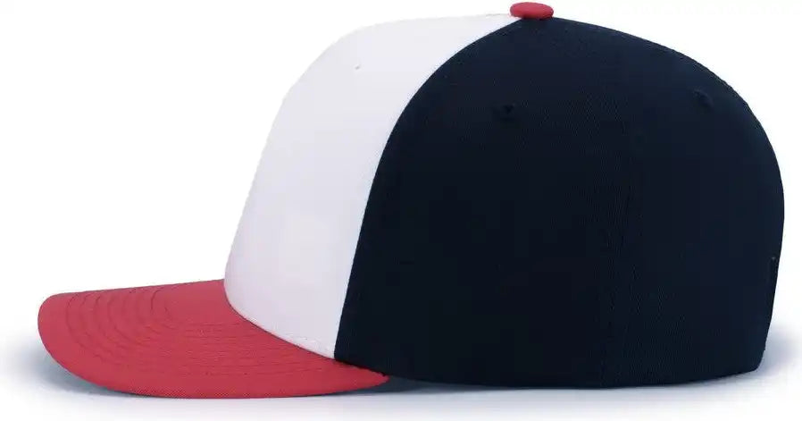 Pacific Headwear P322 Poly/cotton Snapback Cap White Navy Red