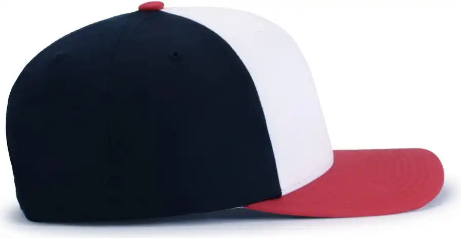 Pacific Headwear P322 Poly/cotton Snapback Cap White Navy Red
