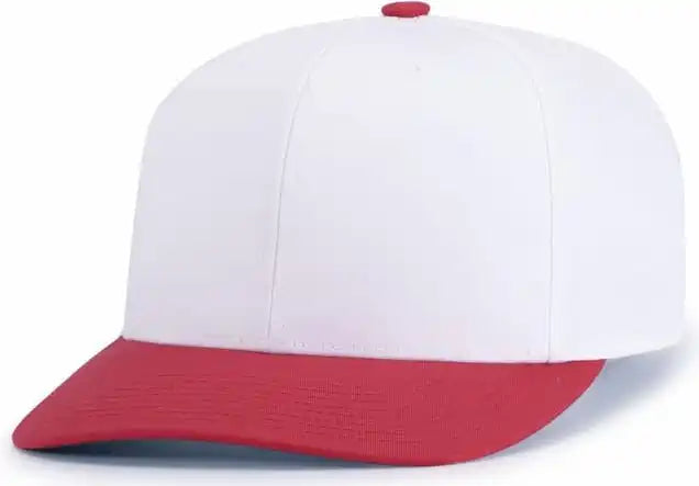 Pacific Headwear P322 Poly/cotton Snapback Cap White Red / 6 1/2’’ 7’’
