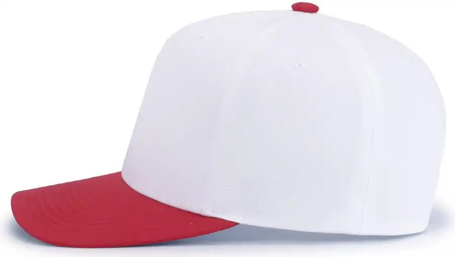 Pacific Headwear P322 Poly/cotton Snapback Cap White Red
