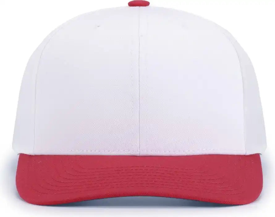 Pacific Headwear P322 Poly/cotton Snapback Cap White Red